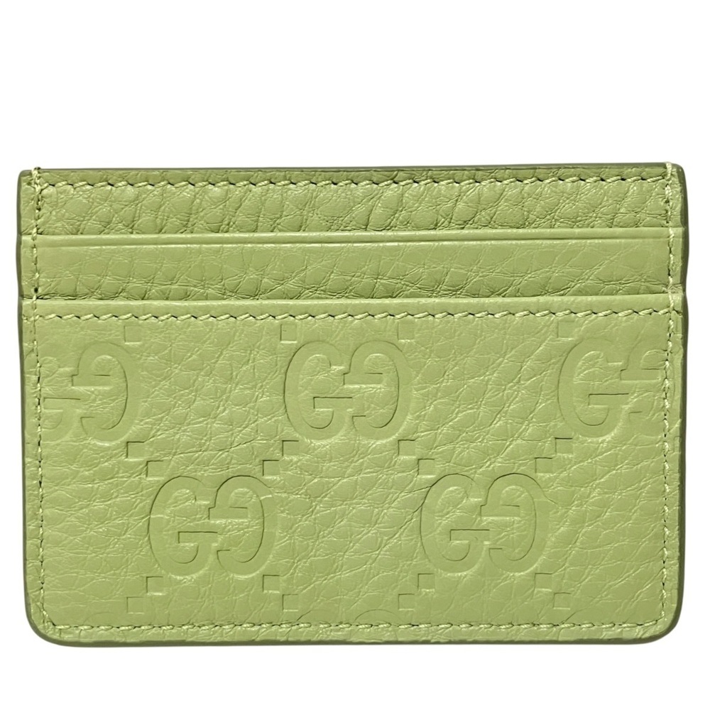 Gucci business card holder/card case with GG emblem, leather, 815883・0416